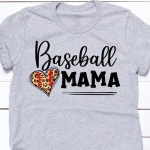 New District Baseball Mom Leopard Print Mom Grey L Large Graphic T-shirt